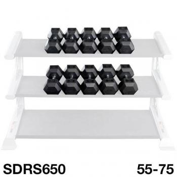 Body Solid 55-75 lb. Rubber Hex Dumbbell Set