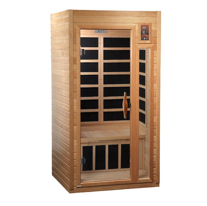 Golden Designs Geneva Elite 1-2-person PureTech™ Near Zero EMF FAR Infrared Sauna (Canadian Hemlock)