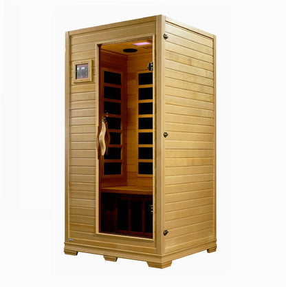 Golden Designs Studio Elite 1-2-person PureTech™ Near Zero EMF FAR Infrared Sauna (Canadian Hemlock)