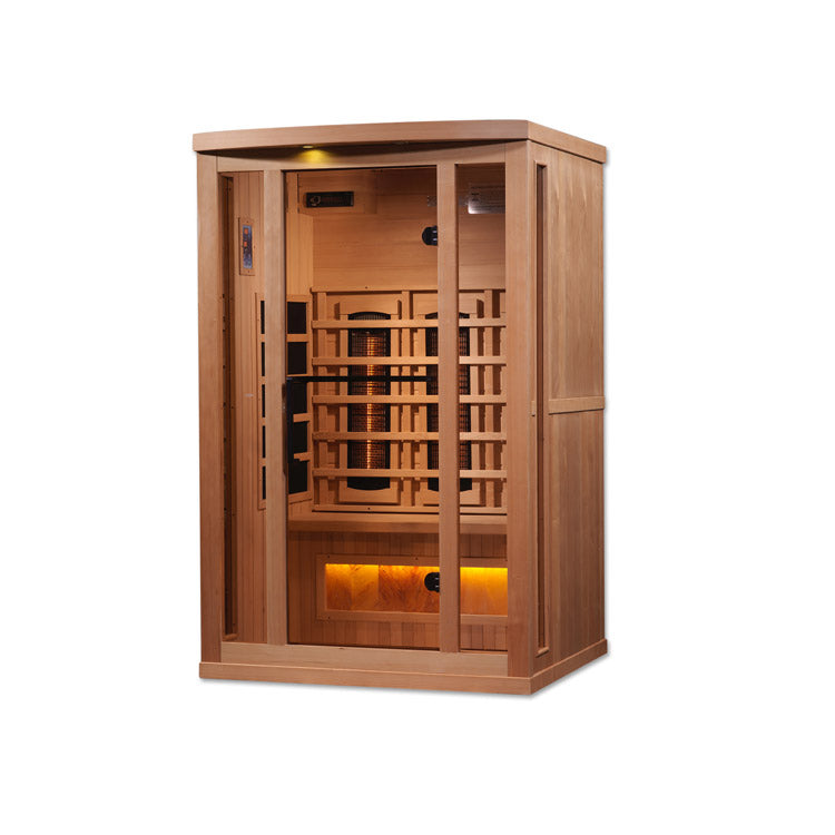 Golden Designs 2-Person Full Spectrum PureTech™ Near Zero EMF FAR Infrared Sauna with Himalayan Salt Bar (Canadian Hemlock)